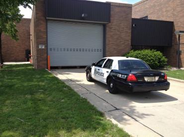 overhead coiling door at a police station